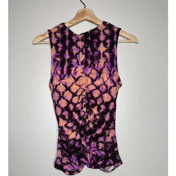 Ulla Johnson NWT Allie Ruched Tank Top Wisteria Size P/XS Tie Dye Purple/Pink - Picture 6 of 7